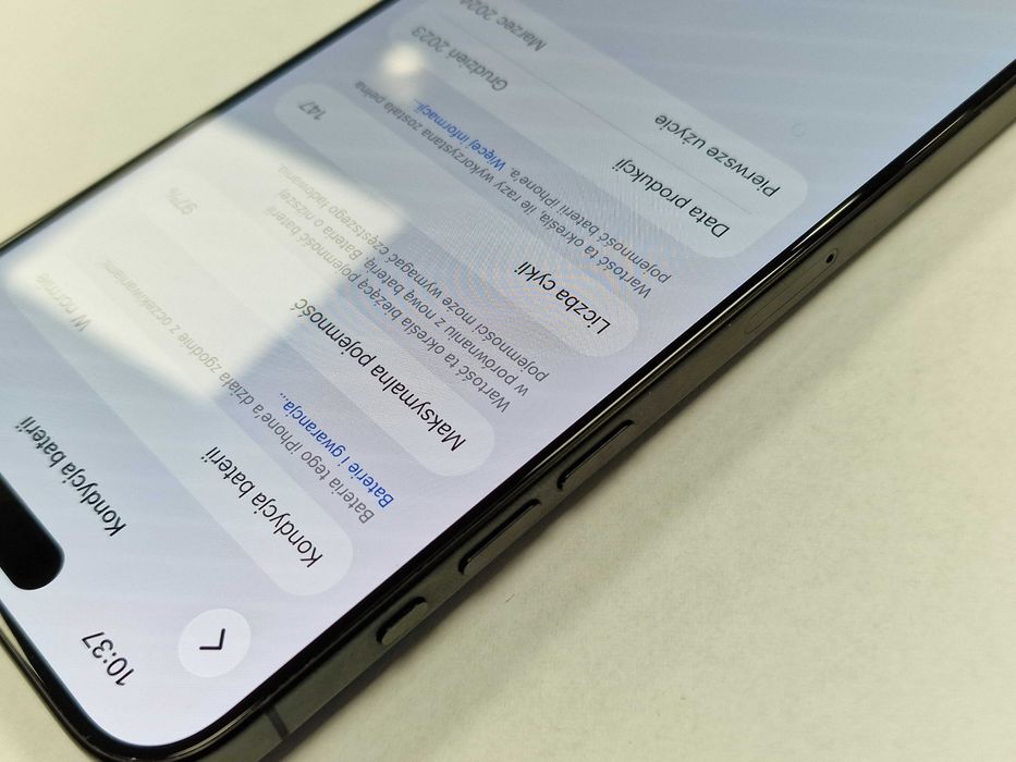 Iphone 15 PRO MAX 256GB/ Black Titanium/ 97%/ Grade A-/ + ładowarka