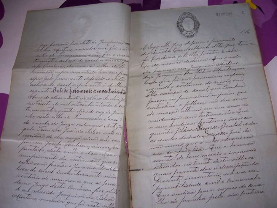 Manuscrito Original de Decisão de Tribunal de Menores datado de 1904