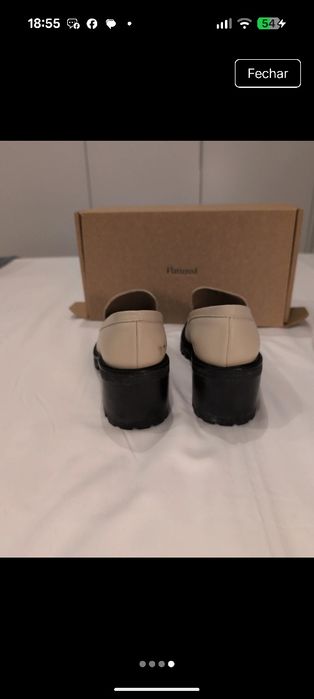 Sapatos mocassins creme Flattered d salto bloco
