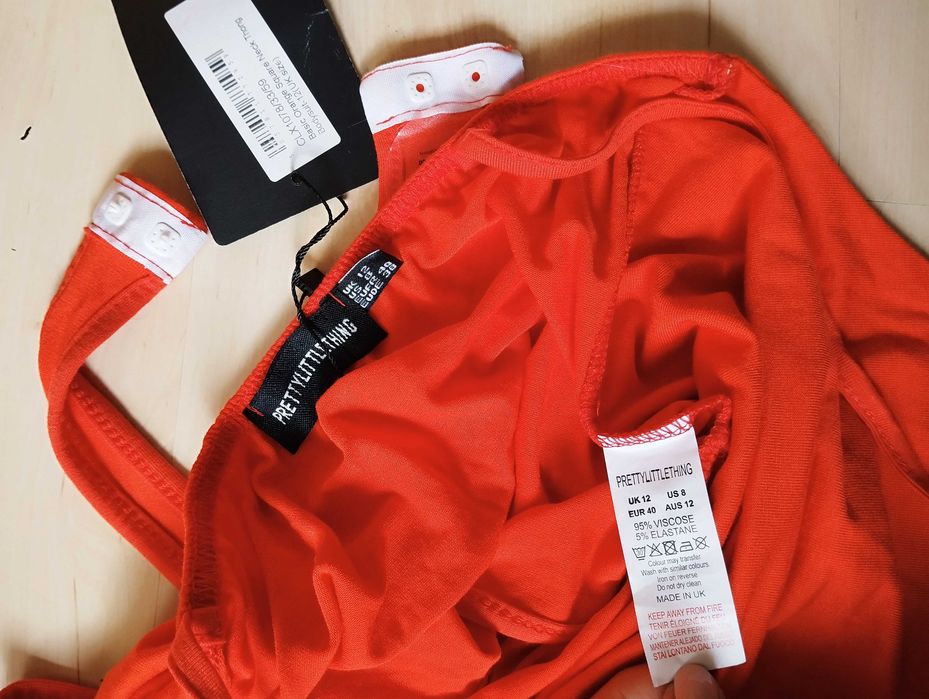 pomarańczowe body na ramiączkach L gładkie dopasowane elastyczne oranż