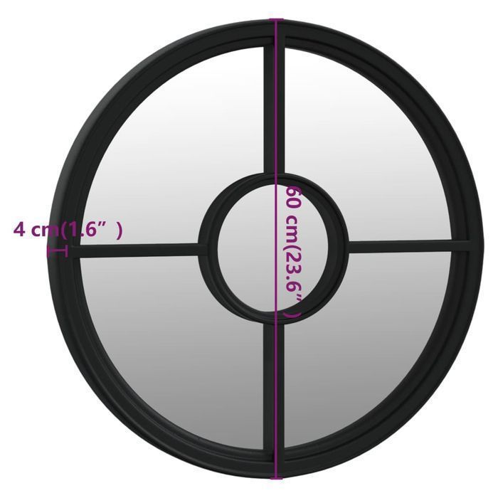 Vidaxl Lustro Ogrodowe, Czarne, 40X4 Cm, Okrągła Żelazna Rama