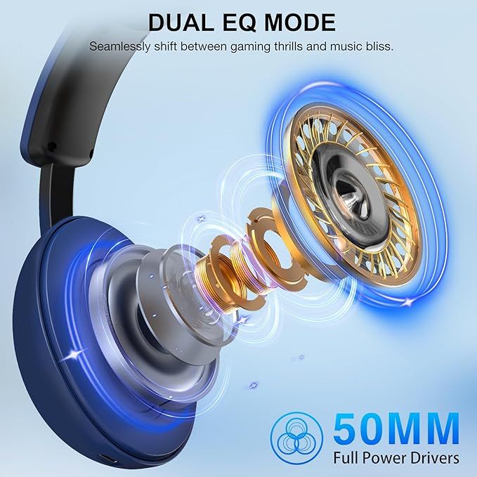 NinxGloy Bezprzewodowe Słuchawki Gamingowe 2.4GHz z Mikrofonem