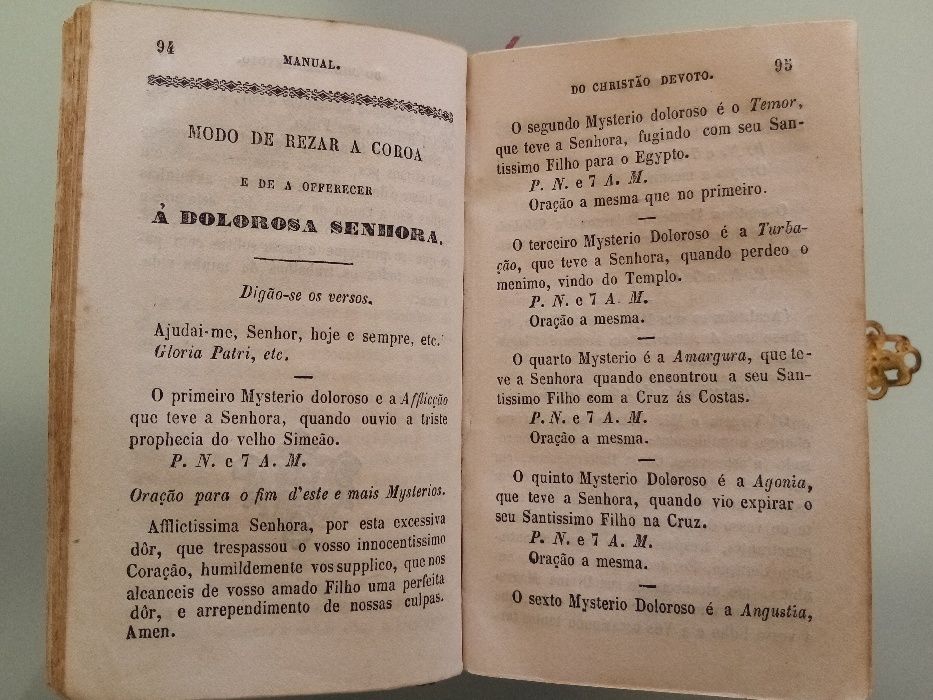 Livro de 1853 - Pequeno Livro de Missa “Manual do Devoto Cristão para