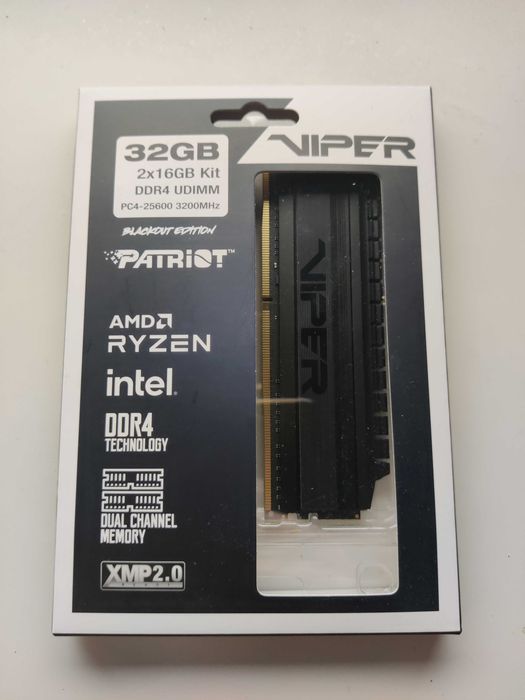 Patriot 32GB DDR4 (2x16GB) 3200MHz CL16 Viper Blackout