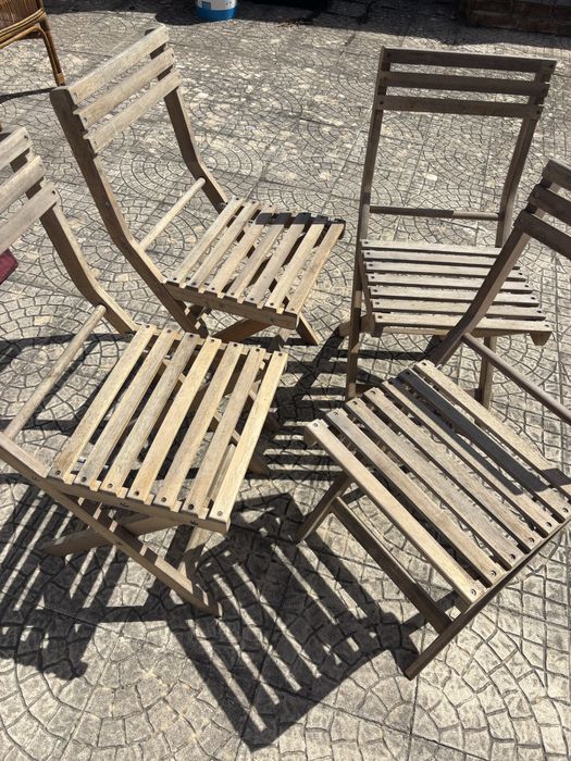 Conjunto cadeiras exterior madeira