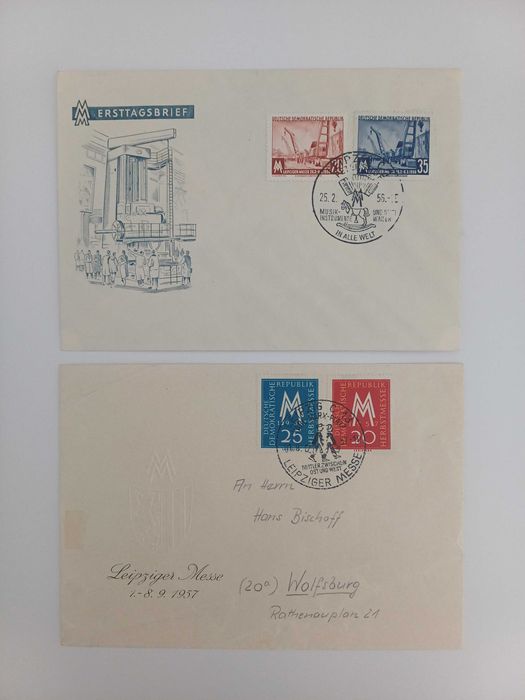 Filatelia 2 envelopes da RDA -  Leipziger Messe ou Leipzig Trade Fair