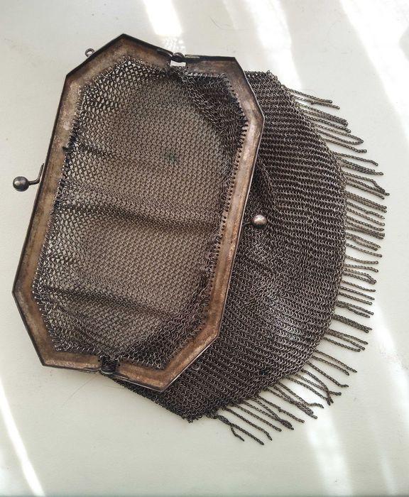 Сумочка. Серебрение. До 1920-х годов. Кольчужка. Антиквариат