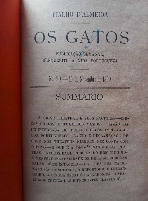 Fialho de Almeida - Os Gatos - 1ª Edição