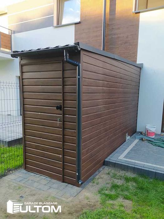 Garaż komórka schowek blaszany blaszak drewnopodobny 1x3m domek