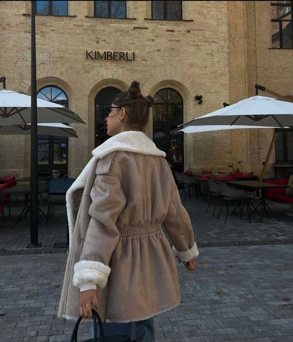 Ідеальна дублянка на зиму у кольорі нюд