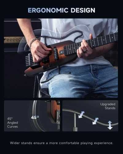 DONNER HUSH-X SUNBURST turystyczna gitara elektryczna z pokrowcem