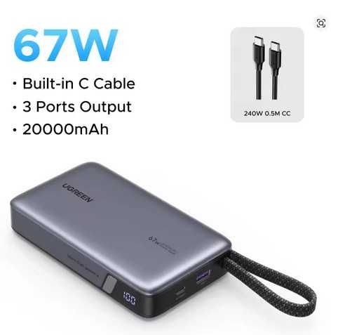 Павербанк UGREEN 20000 mAh 67Вт. PowerBank Оригінал, новий