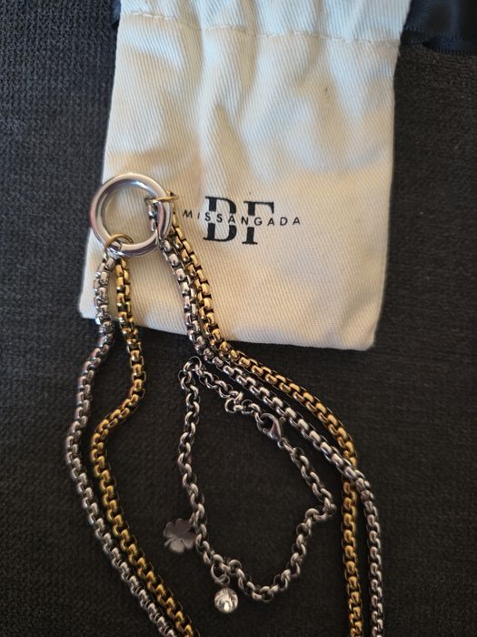 Conjunto Colar Duplo + Pulseira em Aço Inoxidável (Missangada) – Nunca usado