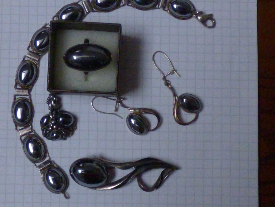 Bransoletka. Pierścionek. Kolczyki. Broszka. Zawieszka. Srebro. PRL.