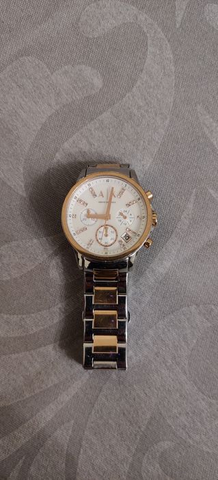 relogio pulso armani exchange prateado dourado