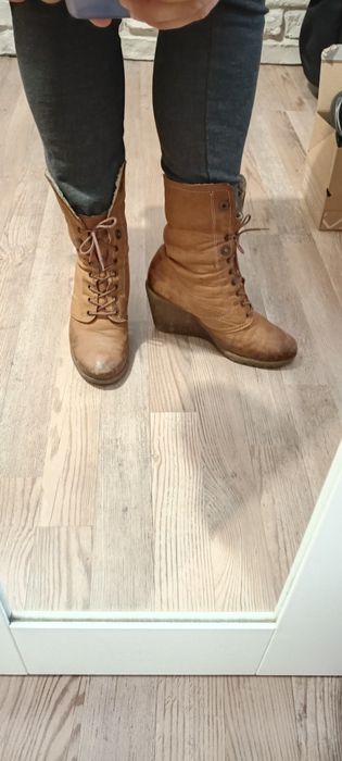 jesienno zimowe kozaki na koturnie 36