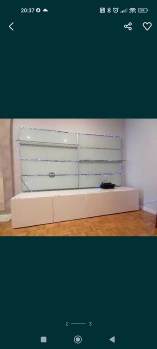 Apenas vitral e prateleiras de vidro, estrutura  aluminium