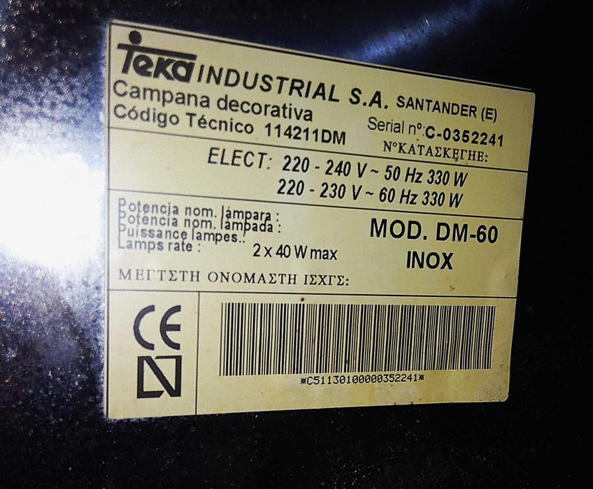 Potente e robusto exaustor de cozinha Teka DM-60