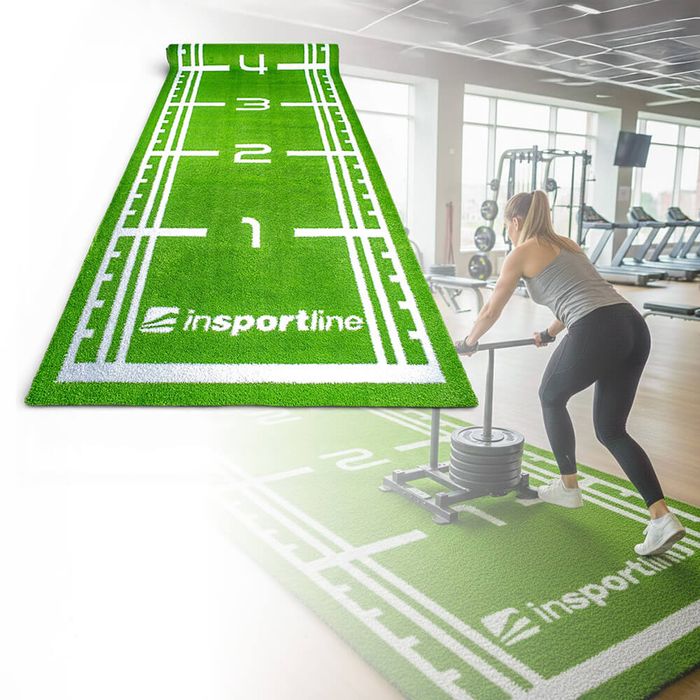 Mata treningowa inSPORTline Graspet ze sztucznej trawy do sanek, sprintów i agility, antypoślizgowy spód, 10,2 × 2 m, 26 000 splotów/m²