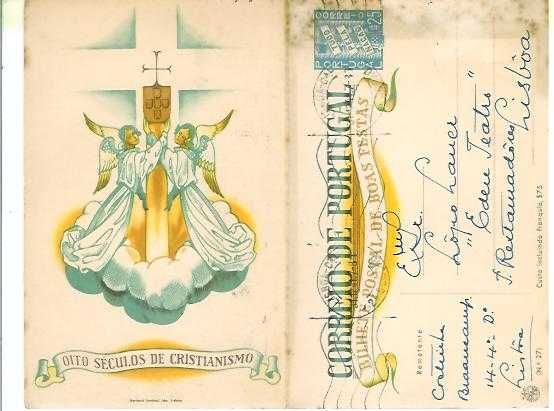 POSTAL NATAL - artista teatro - cinema COSTINHA  - filatelia - selos