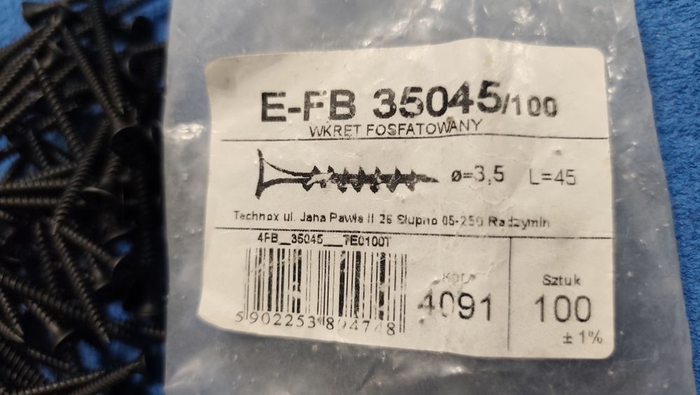 Wkręt fosforowany 65 sztuk, fi=3,5 L=45