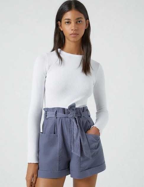 Стильні шорти Pull & Bear з поясом, висока посадка, M