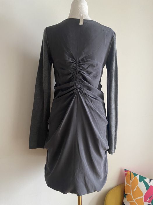 Jedwabna marszczona sukienka z kaszmirem premium