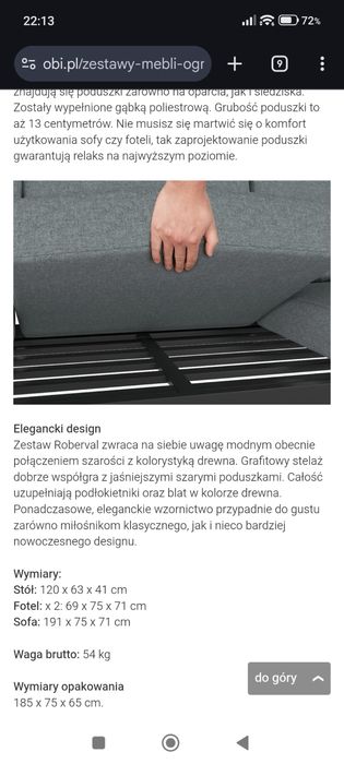 Komplet mebli wypoczynkowych ROBERVAL antracyt 4-częściowy