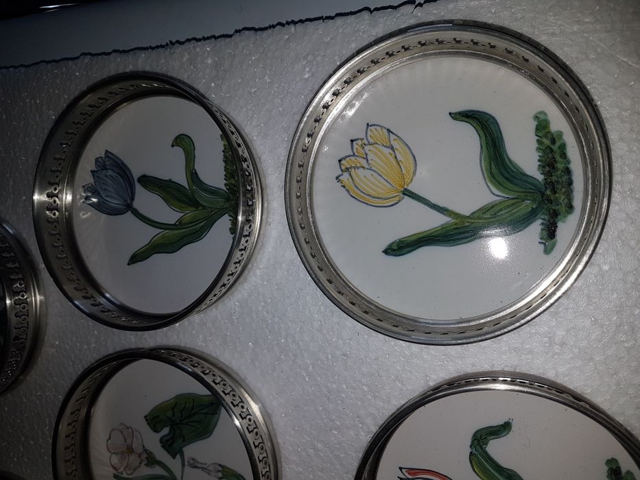 Base garrafa de estanho cerâmica pintado