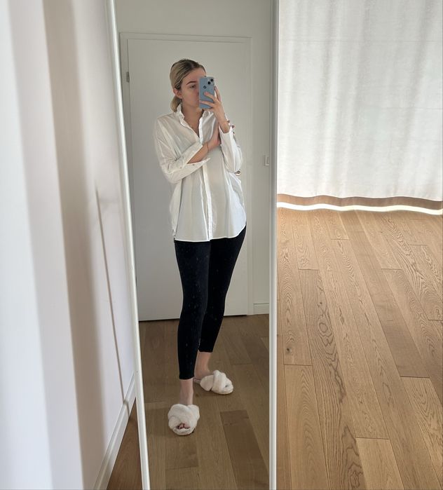 Biała elegancka bawełniana koszula zara do pracy do biura biurowa