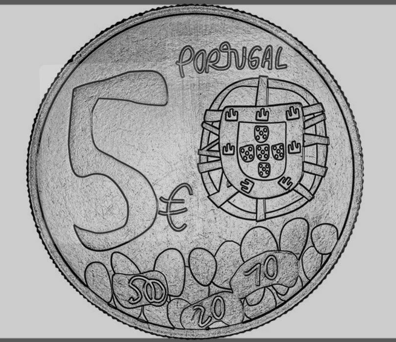 Moeda "Conhecimento - Desenhar a moeda "