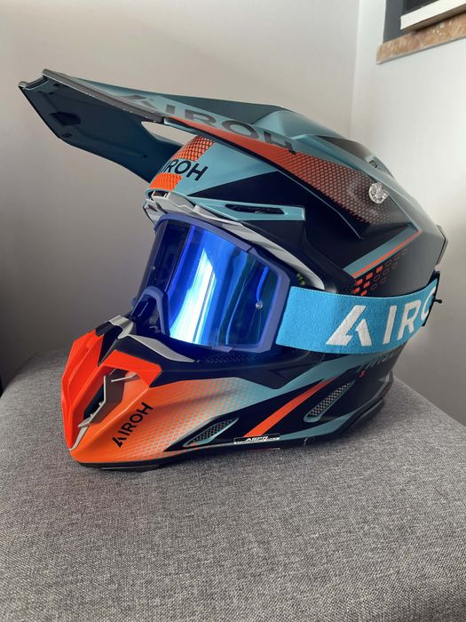 Kask Airoh Twist 3 Shard orange matt z goglami jak nowy