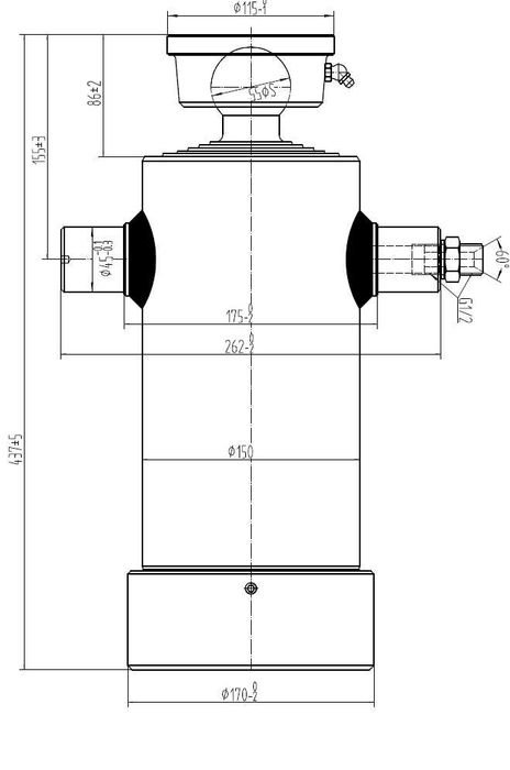 Siłownik hydrauliczny 1250 mm wysuw do 14 ton, do przyczepy wywrotu