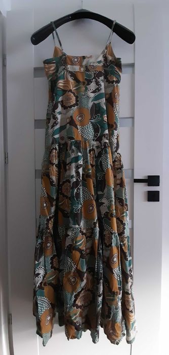 Kolorowa wzorzysta suknia do ziemi 100 % bawełna