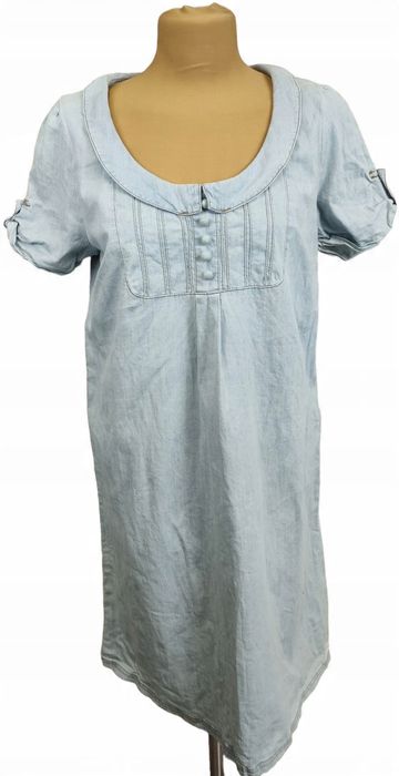 John baner jeansowa sukienka z kołnierzykiem niebieski denim 38
