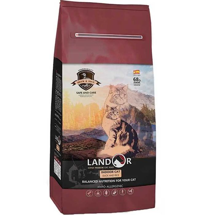 Сухий корм для котів Landor Indoor Cat з качкою та рисом 1кг Холістик