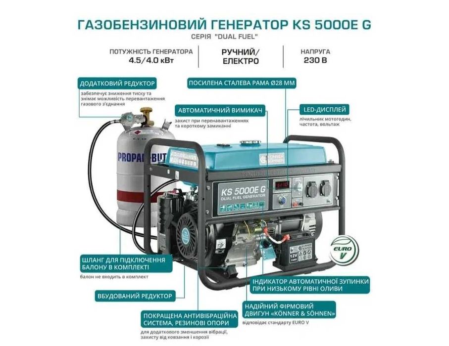 Генератор газ бензин Könner&Söhnen 5000E G Інвертор SOLAX POWER 6.0 kW