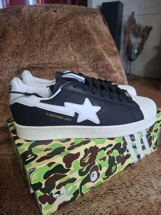 BAPE Bapesta adidas Superstar 42 – czarne/białe