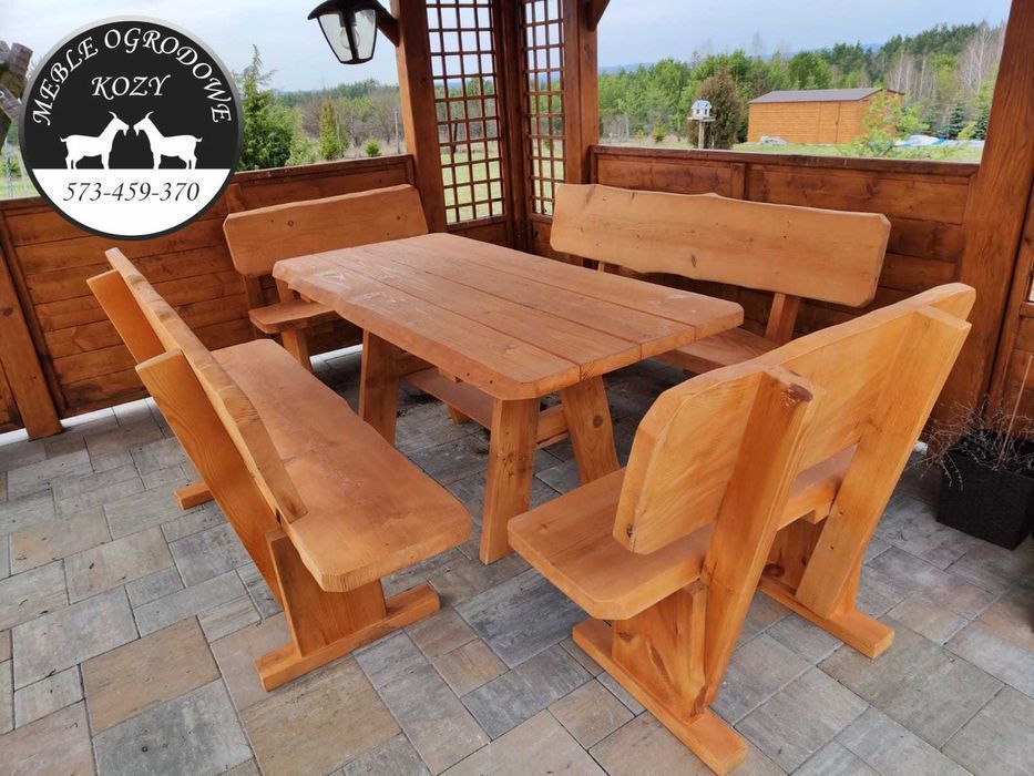 Meble ogrodowe drewniane góralskie biesiadne LITE DREWNO