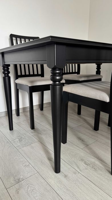 IKEA INGATORP Stół rozkładany, czarny, 155/215x87 cm