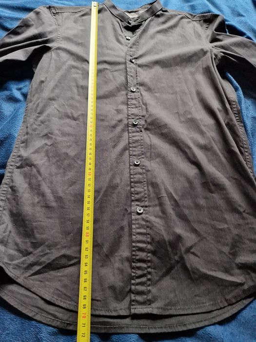 Czarna koszula slim fit bez kołnierzyka r. 39