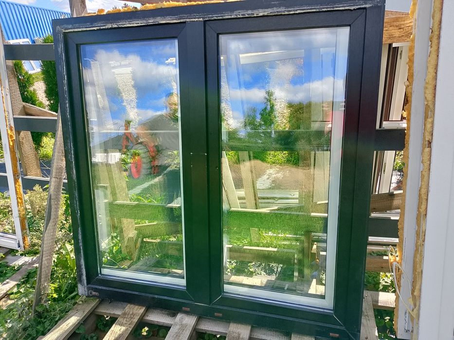 Okno 147x144 6szt palisander rozwierno uchylne plastikowe dwukwaterowe