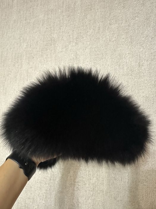 Шапка кожаная, песцовая натуральная/Шапка-парик (лиса)