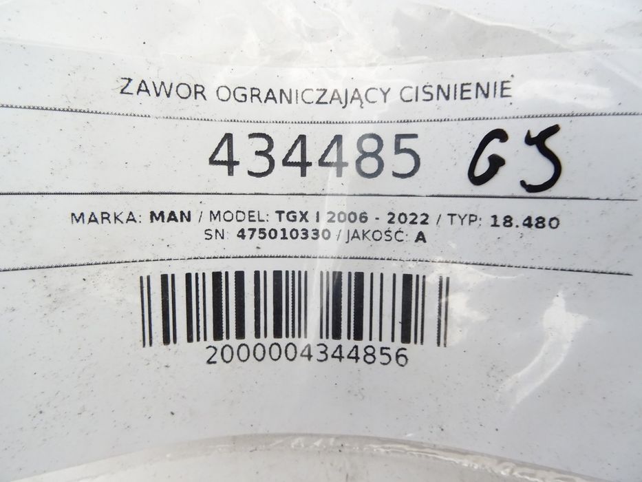 ZAWÓR OGRANICZAJĄCY CIŚNIENIE MAN TGX I 475010330