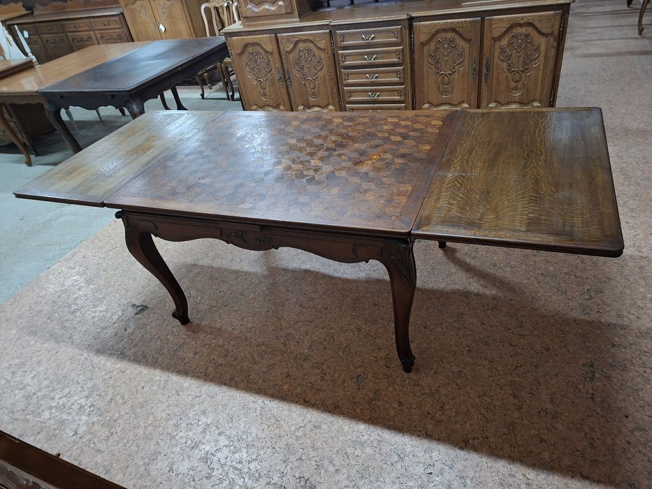 Ładny stary stół ludwikowski ciemny rozkładany /