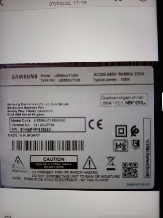 TV Samsung: mainboard e fonte de alimentação