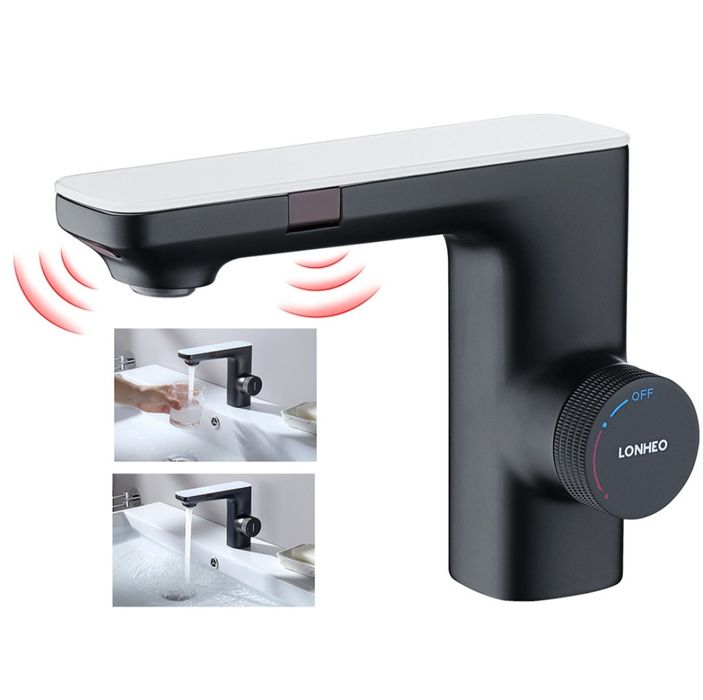Bateria Umywalkowa Bezdotykowa Kran z Podwójnymi Czujnikami Podczerwie