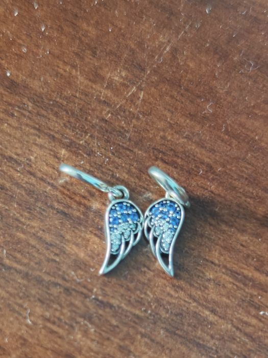 Pandora Rozdzielany Charms Skrzydła Anioła Srebro 925 Srebrny Niebieski / Splitable Angel Wings Dangle Charm Blue Silver 792821C01