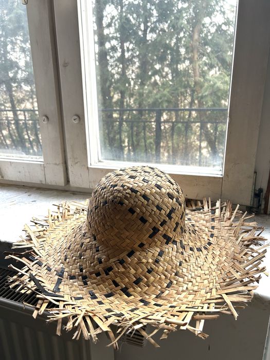 Kapelusz słomkowy Ikea Dynkobb vintage szerokie rondo boho
