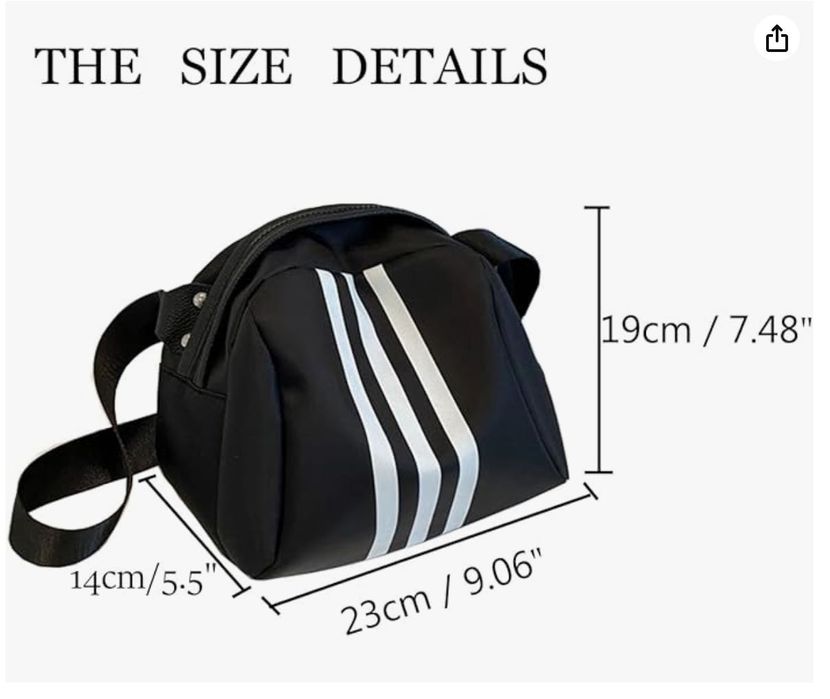 Nylonowa torba na ramię, czarna w paski MABANOCOTA